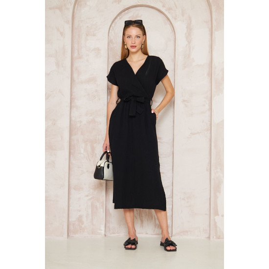 Pasaklı Giyim Kadın %100 Pamuk Müslin Elbise Siyah