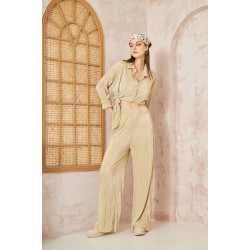 Pasaklı Giyim kadın Piliseli Bürümcük Pantolon Tunik Alt Üst Takım 3573374 Gold