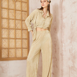 Pasaklı Giyim kadın Piliseli Bürümcük Pantolon Tunik Alt Üst Takım 3573374 Gold