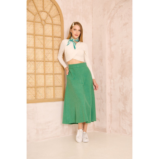 Pasaklı Giyim Kadın Kiloş Kaşe Etek Yeşil