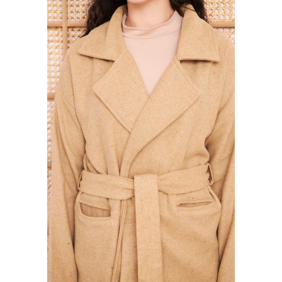 Pasaklı Giyim Kadın Kaşe Kaban Camel