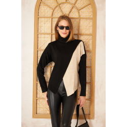 Pasaklı Giyim Kadın İki Kat Asimetrik Balıkçı Yaka Akrilik Triko Kazak 3494310