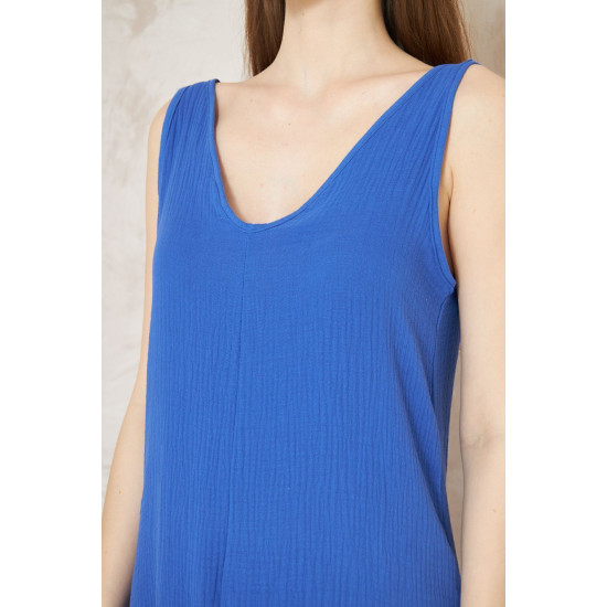 Pasaklı Giyim Kadın %100 Pamuk Müslin Elbise İndigo