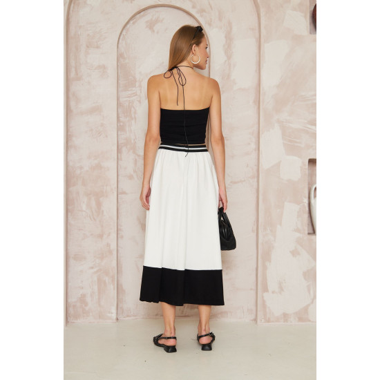 Pasaklı Giyim Kadın Kiloş Etek Renk Bloklu Beyaz