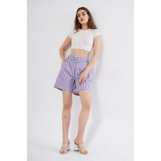 Pasaklı Giyim Kadın Gabardin Mini Şort Mor
