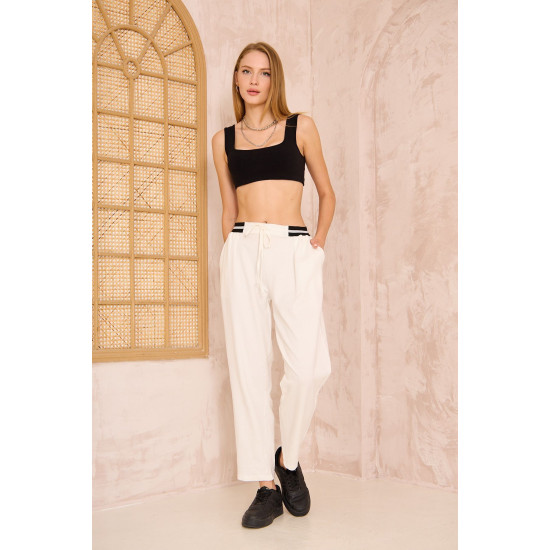 Pasaklı Giyim Kadın Bilek Boy Pantolon-Eşorfman, Beyaz