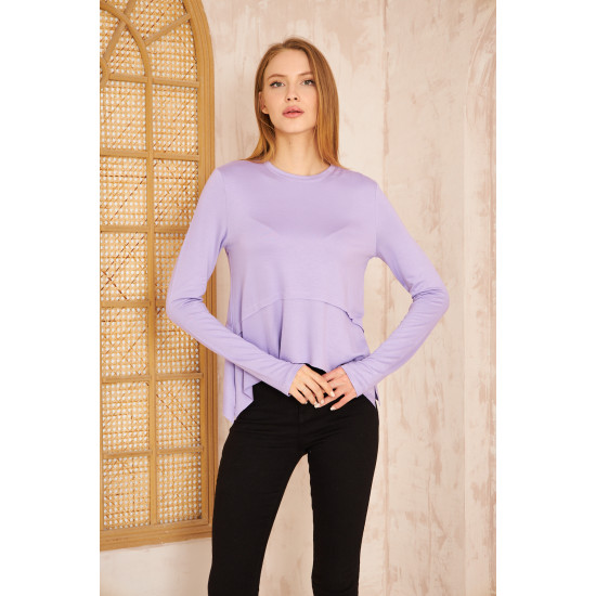 Pasaklı Giyim Kadın Parmak Geçirmeli Yoga Bluz Lila