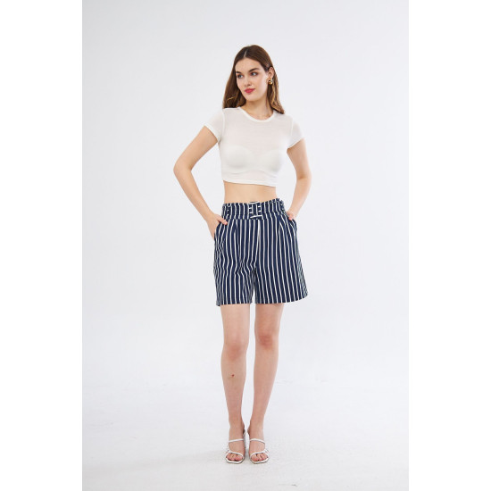 Pasaklı Giyim Kadın Gabardin Mini Şort Lacivert