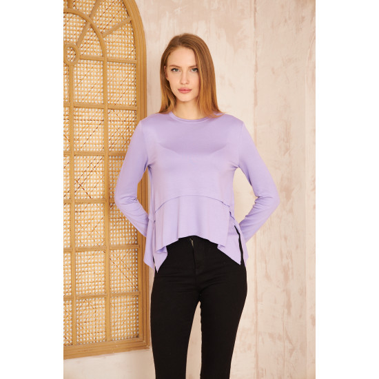 Pasaklı Giyim Kadın Parmak Geçirmeli Yoga Bluz Lila
