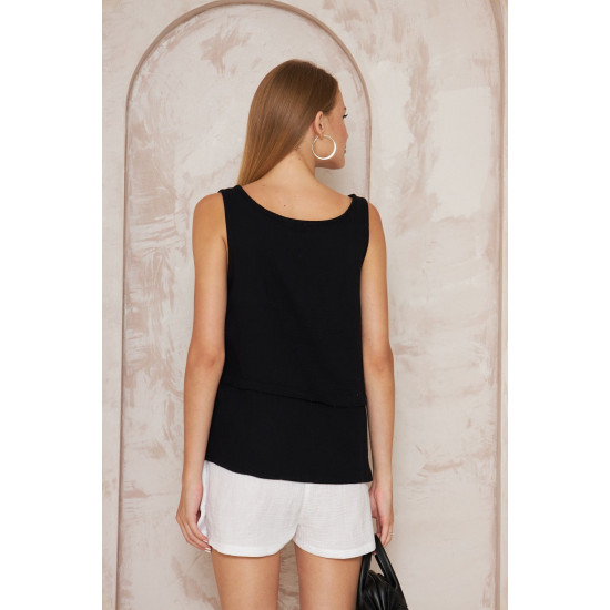 Pasaklı Giyim Kadın Müslin Pis Dikiş Bluz Siyah