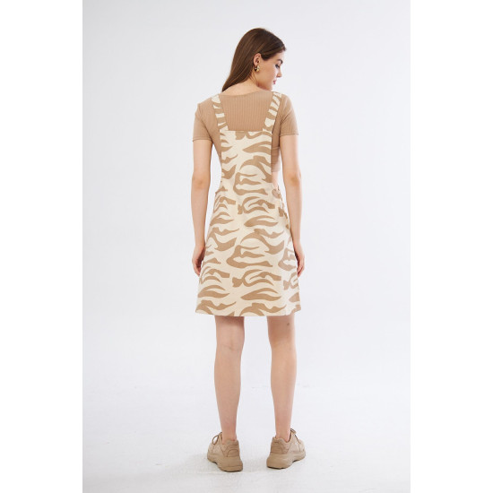 Pasaklı Giyim Kadın Gabardin Salopet Mini Elbise Vizon