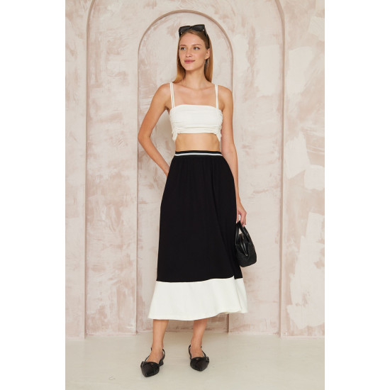 Pasaklı Giyim Kadın Kiloş Etek Renk Bloklu Siyah