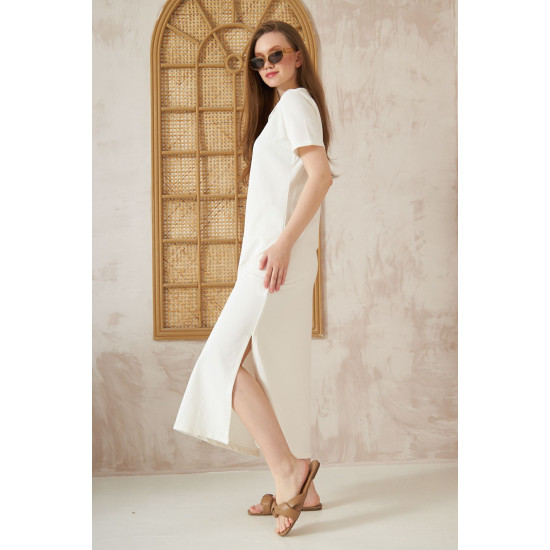 Pasaklı Giyim Kadın Polo Yaka Elbise Beyaz