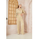 Pasaklı Giyim kadın Piliseli Bürümcük Pantolon Tunik Alt Üst Takım Gold