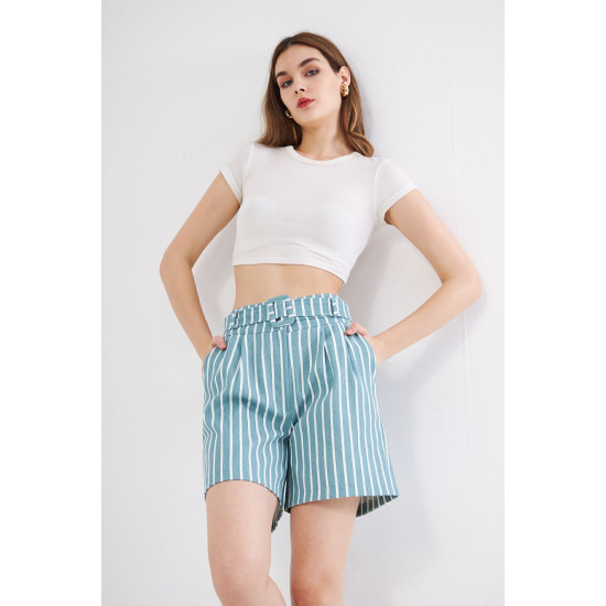 Pasaklı Giyim Kadın Gabardin Mini Şort Mint Yeşil