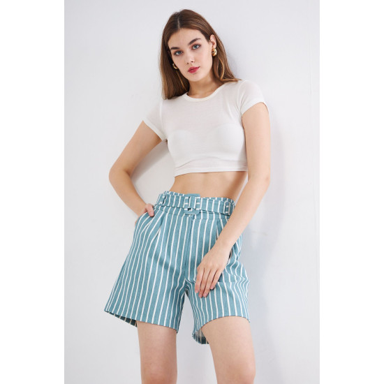 Pasaklı Giyim Kadın Gabardin Mini Şort Mint Yeşil