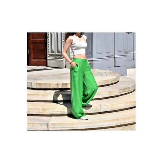 Pasaklı Giyim Kadın Keten Dokulu Pantolon Çağla Yeşil