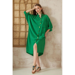 Pasaklı Giyim Kadın Oversize Yarasa Kol Tesettüre Uygun Gömlek Elbise-Tesettür Tunik 3282528 Benetton Yeşil