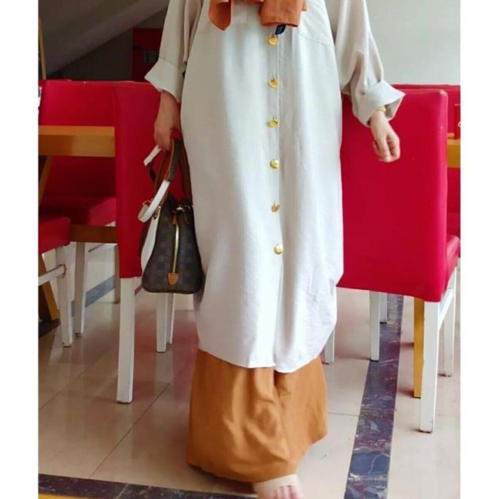 Pasaklı Giyim Kadın Oversize Yarasa Kol Tesettüre Uygun Gömlek Elbise-Tesettür Tunik 3282528 Taş