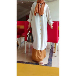 Pasaklı Giyim Kadın Oversize Yarasa Kol Tesettüre Uygun Gömlek Elbise-Tesettür Tunik 3282528 Taş