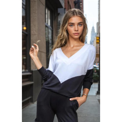 Pasaklı Giyim Kadın V Yaka Bluz 3167200 Siyah Beyaz
