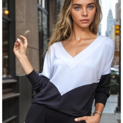 Pasaklı Giyim Kadın V Yaka Bluz 3167200 Siyah Beyaz