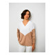 Pasaklı Giyim Kadın V Yaka Bluz Bej Beyaz