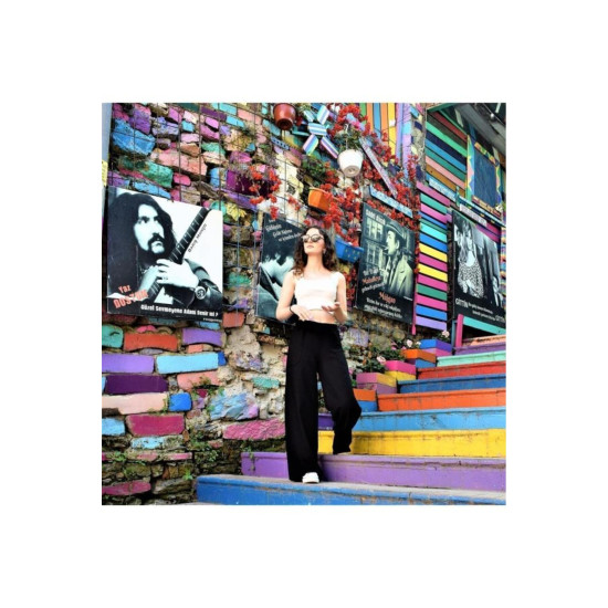 Pasaklı Giyim Kadın Keten Dokulu Pantolon Siyah