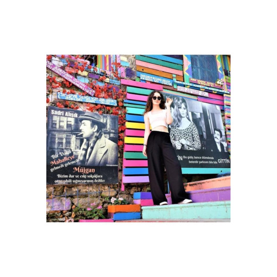 Pasaklı Giyim Kadın Keten Dokulu Pantolon Siyah