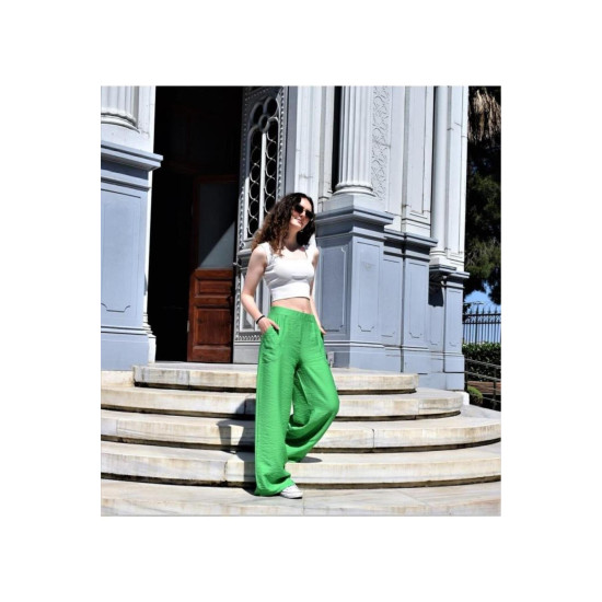 Pasaklı Giyim Kadın Keten Dokulu Pantolon Çağla Yeşil