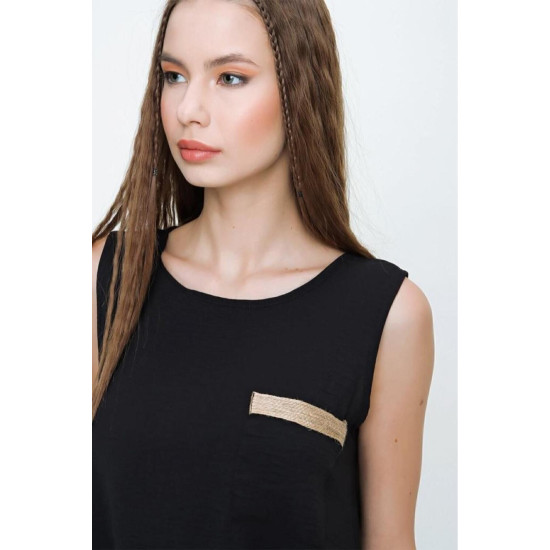 Pasaklı Giyim Kadın Hasır Detaylı Elbise Siyah