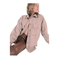 Pasaklı Giyim Kadın Kaşe Yün Oduncu Gömlek 3270250 Pudra