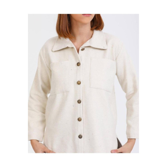 Pasaklı Giyim Kadın Yün Gömlek Ekru