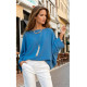 Pasaklı Giyim Kadın Yarasa Duble Kol Ekstra Oversize Bluz İndigo