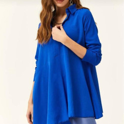 Pasaklı Giyim Kadın Asimetrik Tunik Gömlek-Tesettüre Uygun 4912264 Saks