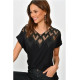 Pasaklı Giyim Kadın Siyah Nakış Dekolteli Kısa Kollu Bluz