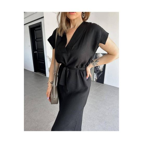 Pasaklı Giyim Kadın Yırtmaçlı Elbise Siyah