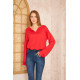 Pasaklı Giyim Kadın Duble Kol / Yakası Yırtmaçlı Salaş Sweatshirt Kırmızı
