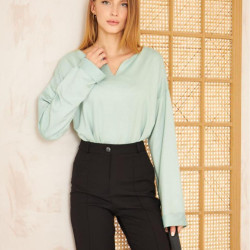 Pasaklı Giyim Kadın Duble Kol / Yakası Yırtmaçlı Salaş Sweatshirt 3470190 Mint