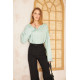 Pasaklı Giyim Kadın Duble Kol / Yakası Yırtmaçlı Salaş Sweatshirt Mint