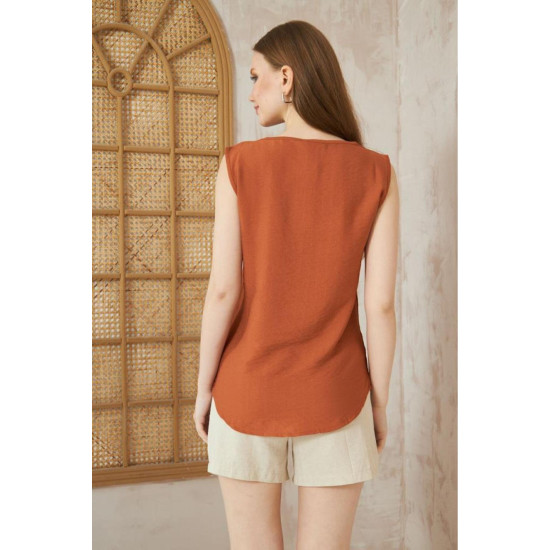 Pasaklı Giyim Kadın Kalın Askılı Bluz Kiremit