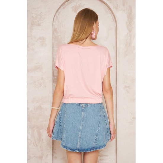 Pasaklı Giyim Kadın Eteği Lastikli Crop Pembe