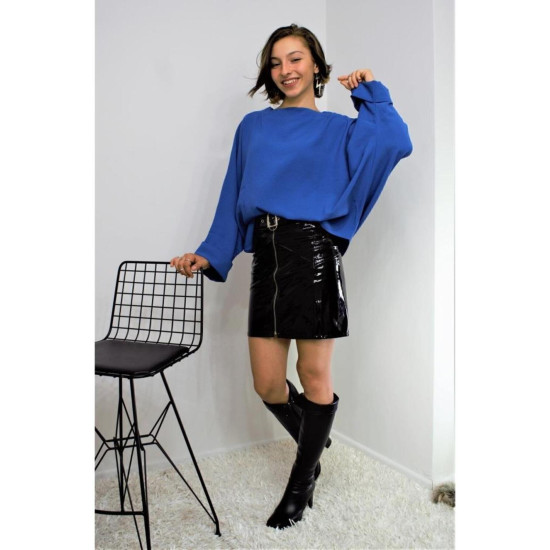 Pasaklı Giyim Kadın Yarasa Duble Kol Ekstra Oversize Bluz İndigo