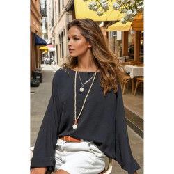 Pasaklı Giyim Kadın Yarasa Duble Kol Ekstra Oversize Bluz 2943308 Siyah