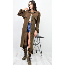 Pasaklı Giyim Kaşe Uzun Oduncu Tunik Elbise 3280350 Kahverengi