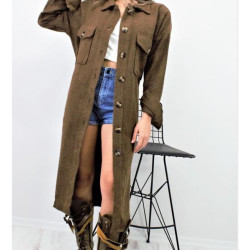 Pasaklı Giyim Kaşe Uzun Oduncu Tunik Elbise 3280350 Kahverengi