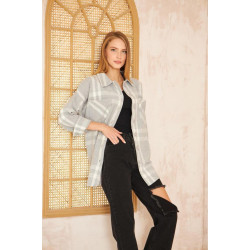 Pasaklı Giyim Kadın Kaşe Ekose Oduncu Gömlek 3539363 Açık Gri