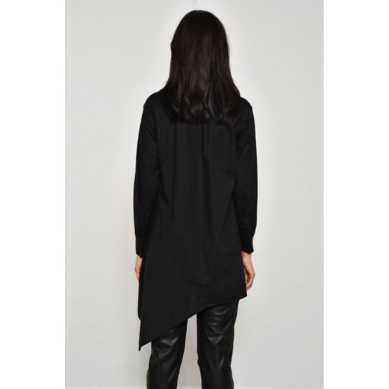 Pasaklı Giyim Kadın Asimetrik Tunik Gömlek-Tesettüre Uygun Siyah