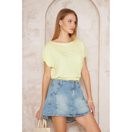 Pasaklı Giyim Kadın Eteği Lastikli Crop Sarı