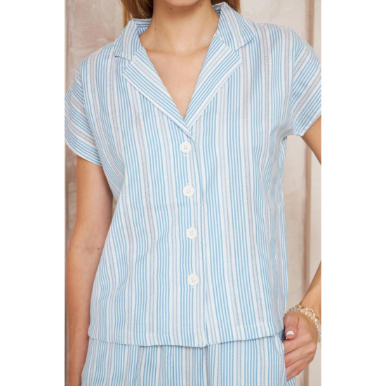 Pasaklı Giyim Kadın Gömlek-Şort Alt Üst Takım Mavi